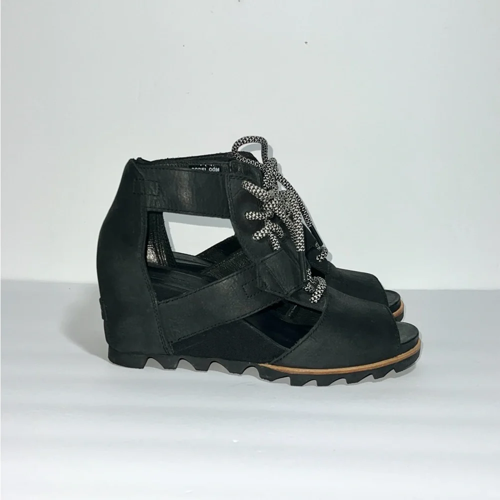 Sorel Women's‎ Leather Joanie Lace Sandal Sz 9 In Black